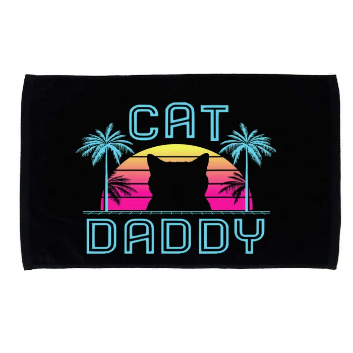 Vintage Best Cat Dad Ever Funny Cat Daddy Father Day Gift Microfiber Hand Towel