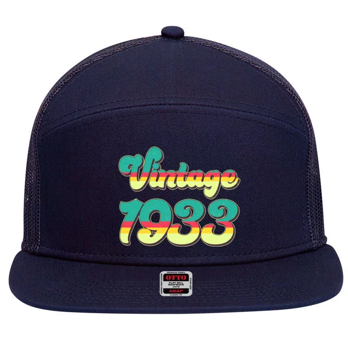 Vintage Bright Colors 1933 90th Birthday 7 Panel Mesh Trucker Snapback Hat