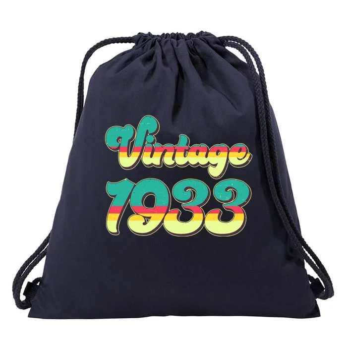 Vintage Bright Colors 1933 90th Birthday Drawstring Bag