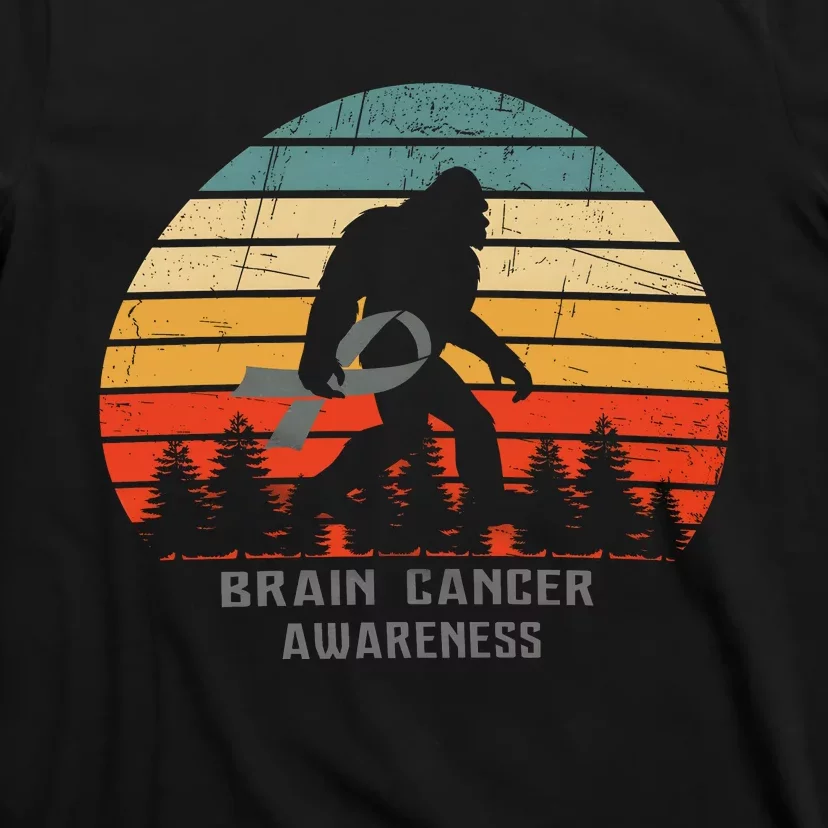 Vintage Brain Cancer Awareness Gray Ribbon T-Shirt