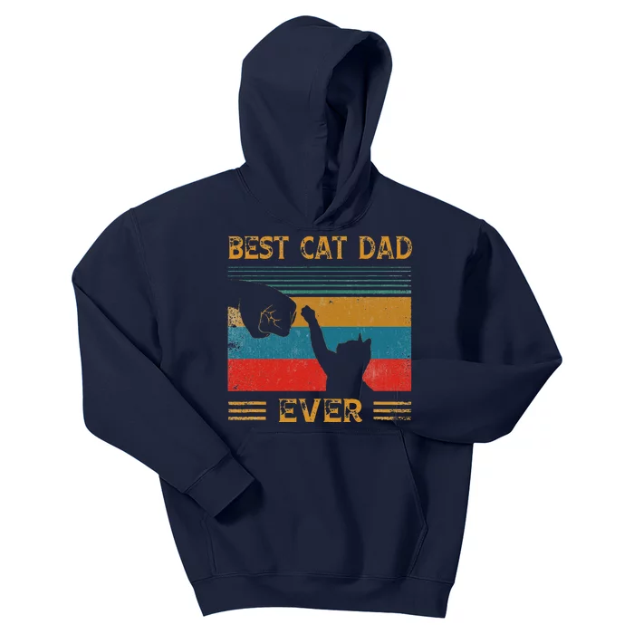 Vintage Best Cat Dad Ever Bump Cat Lover Gifts Kids Hoodie