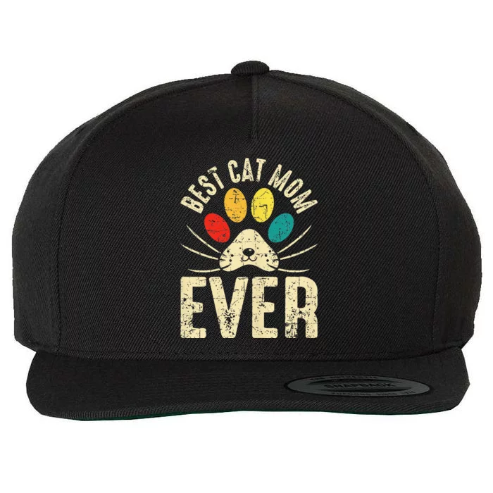 Vintage Best Cat Mom Ever Mothers Day Funny Cat for Wo Wool Snapback Cap