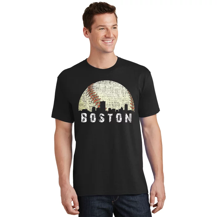 Vintage Boston Cityscape Baseball Lover T-Shirt