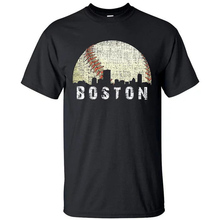 Vintage Boston Cityscape Baseball Lover Tall T-Shirt