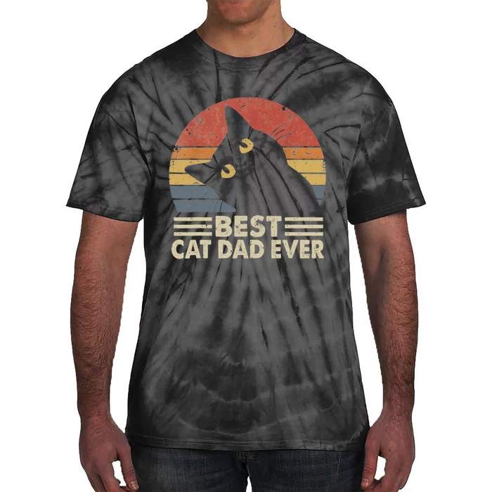 Vintage Best Cat Dad Ever Cat Daddy Outfit Tie-Dye T-Shirt