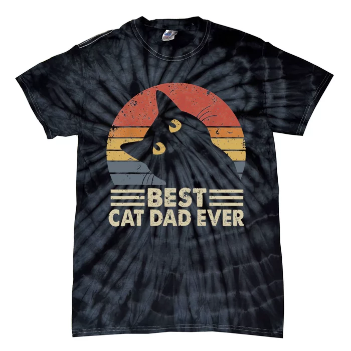 Vintage Best Cat Dad Ever Cat Daddy Outfit Tie-Dye T-Shirt