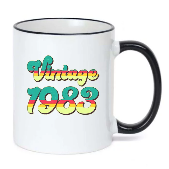 Vintage Bright Colors 1983 40th Birthday Black Color Changing Mug