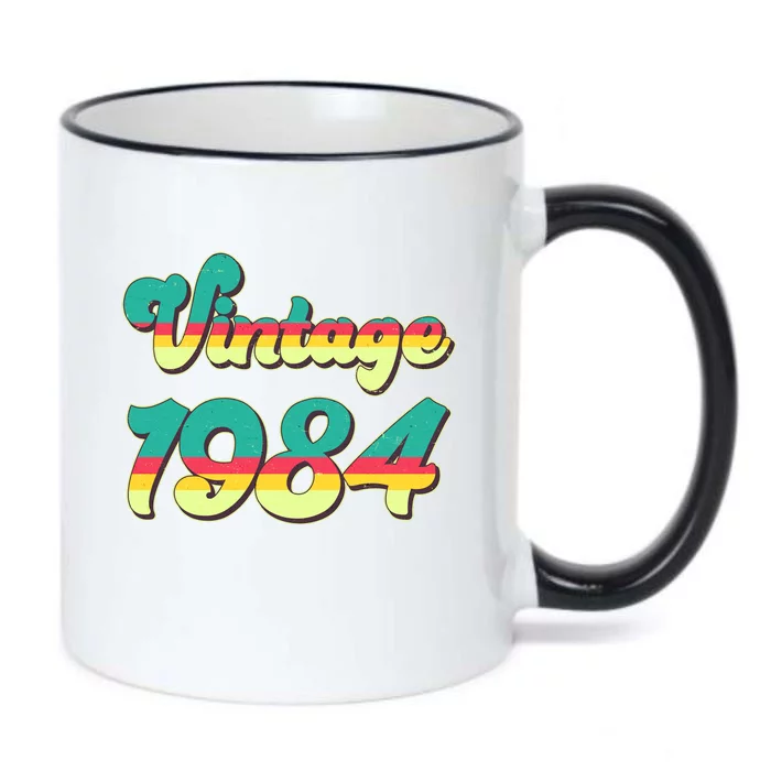 Vintage Bright Colors 1984 40th Birthday Black Color Changing Mug