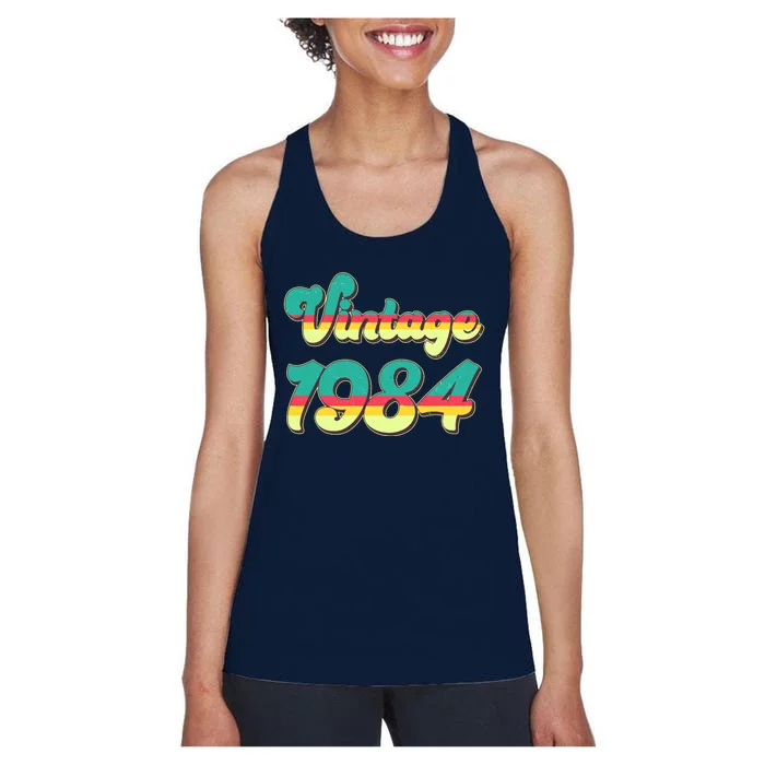 Vintage Bright Colors 1984 40th Birthday Women's Racerback Tank