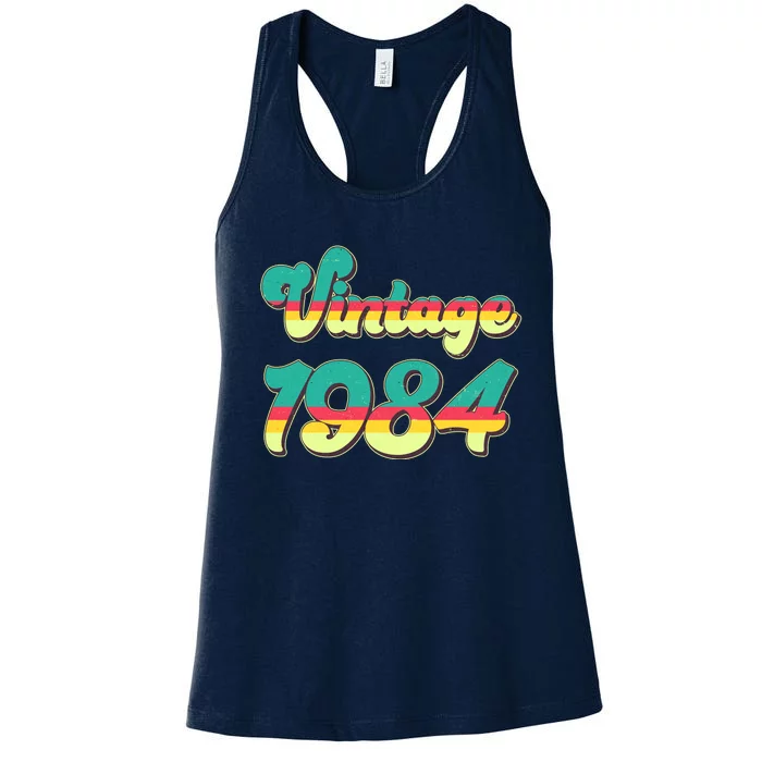 Vintage Bright Colors 1984 40th Birthday Women's Racerback Tank