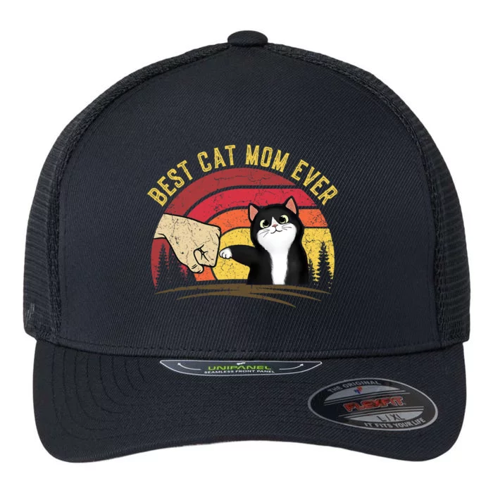 Vintage Best Cat Mom Ever Cat Gift Funny Cat Gift Flexfit Unipanel Trucker Cap