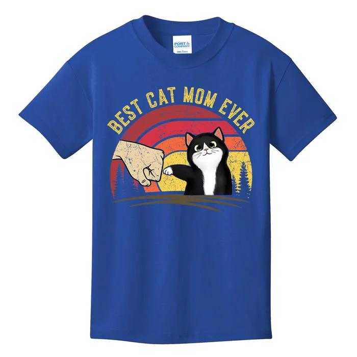 Vintage Best Cat Mom Ever Cat Gift Funny Cat Gift Kids T-Shirt