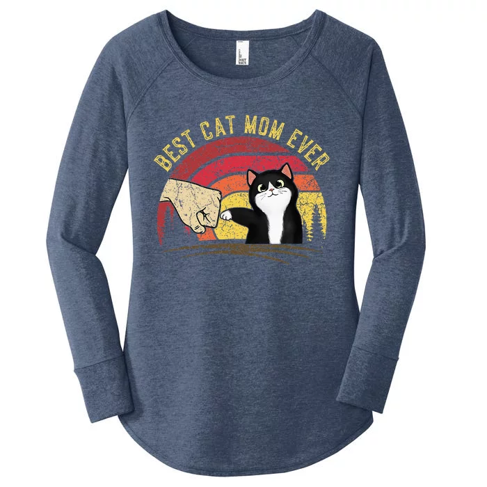 Vintage Best Cat Mom Ever Cas For Women Funny Cat Women's Perfect Tri Tunic Long Sleeve Shirt