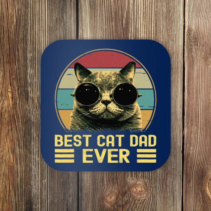 Vintage Best Cat Dad Ever Funny, Cat Lover, Cat Dad Coaster