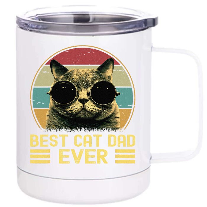 Vintage Best Cat Dad Ever Funny, Cat Lover, Cat Dad Front & Back 12oz Stainless Steel Tumbler Cup