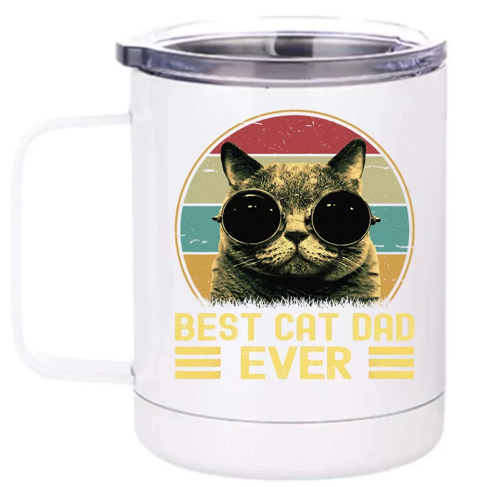 Vintage Best Cat Dad Ever Funny, Cat Lover, Cat Dad Front & Back 12oz Stainless Steel Tumbler Cup