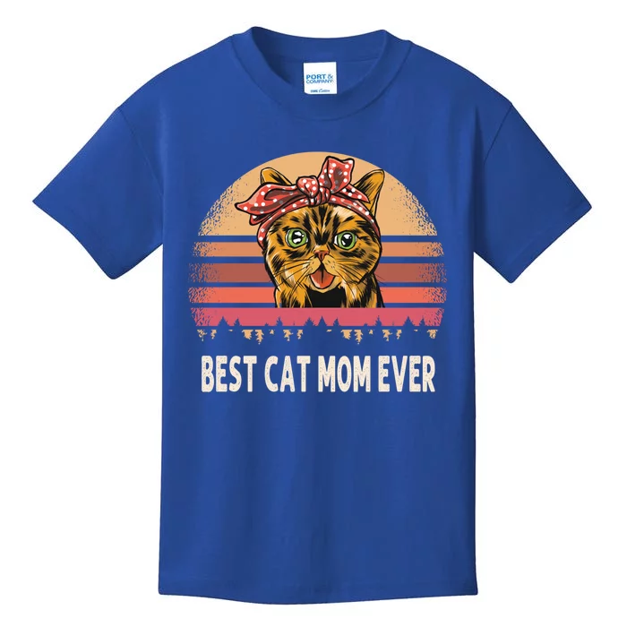 Vintage Best Cat Mom Ever Gift Kids T-Shirt