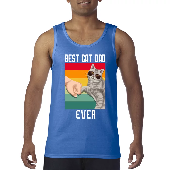 Vintage Best Cat Dad Ever Fathers Day Gift Tank Top