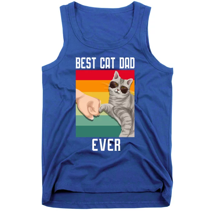 Vintage Best Cat Dad Ever Fathers Day Gift Tank Top