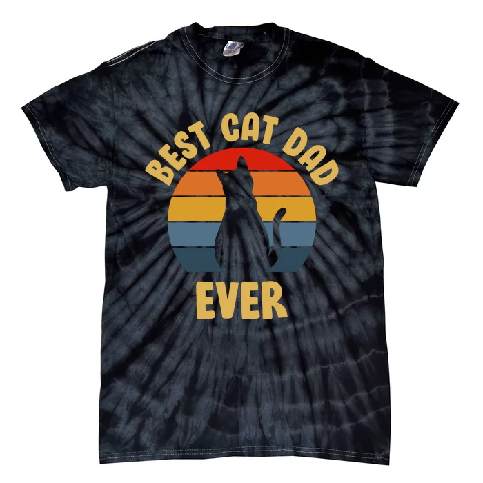 Vintage Best Cat Dad Ever Tie-Dye T-Shirt