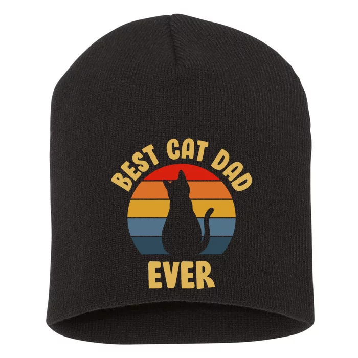 Vintage Best Cat Dad Ever Short Acrylic Beanie