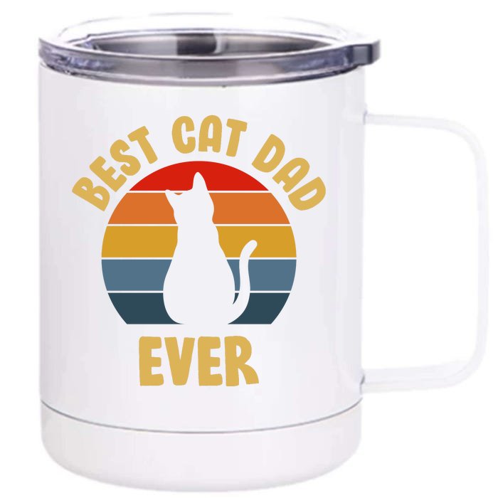 Vintage Best Cat Dad Ever Front & Back 12oz Stainless Steel Tumbler Cup