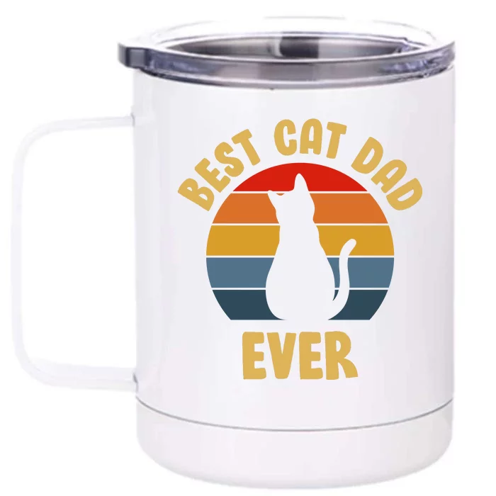 Vintage Best Cat Dad Ever Front & Back 12oz Stainless Steel Tumbler Cup