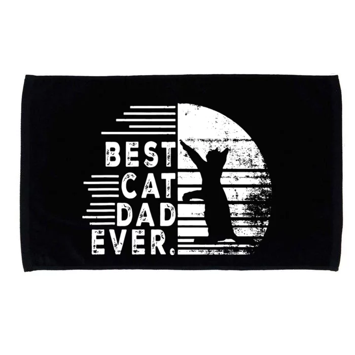 Vintage Best Cat Dad Ever Cat Daddy Gift Microfiber Hand Towel