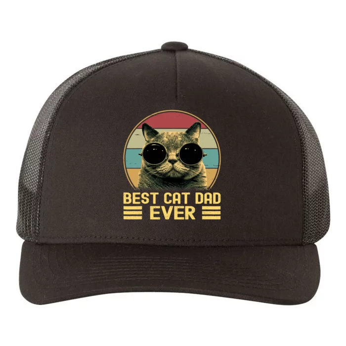 Vintage Best Cat Dad Ever Funny For Cat Lover, Cat Dad Yupoong Adult 5-Panel Trucker Hat