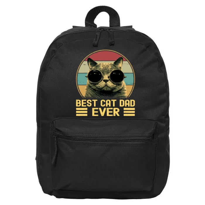 Vintage Best Cat Dad Ever Funny For Cat Lover, Cat Dad 16 in Basic Backpack