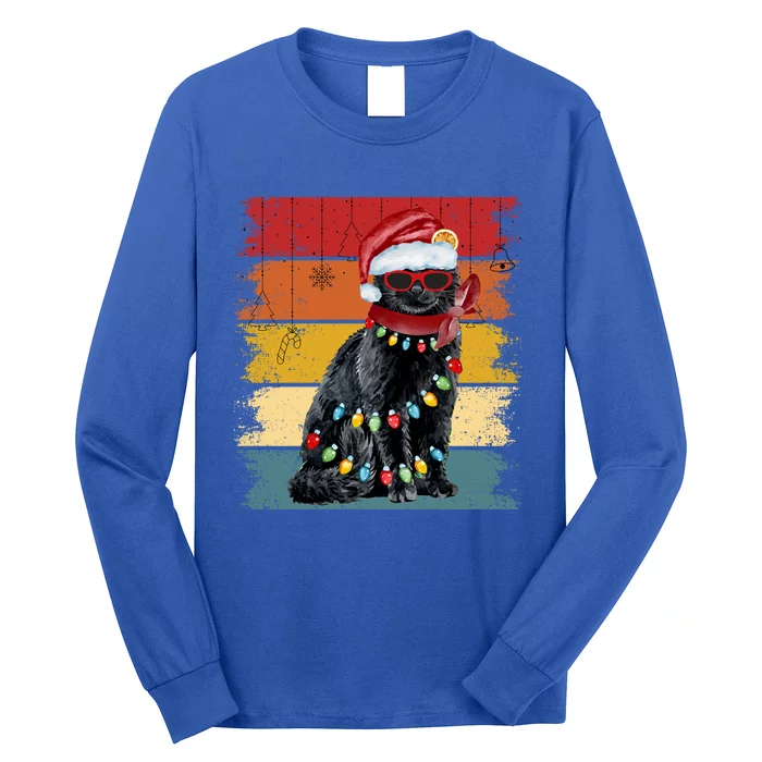 Vintage Black Cat Christmas Lights Cat Lover Christmas Gift Long Sleeve Shirt