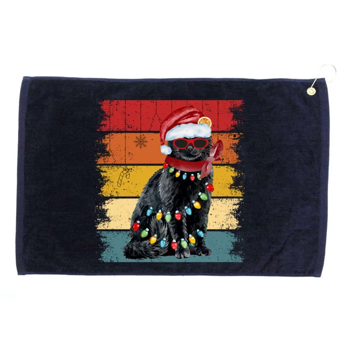 Vintage Black Cat Christmas Lights Cat Lover Christmas Gift Grommeted Golf Towel