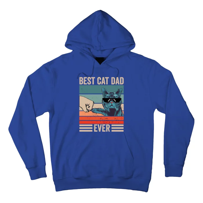 Vintage Best Cat Dad Ever Bump Fist Fathers Day Cat Daddy Meaningful Gift Hoodie