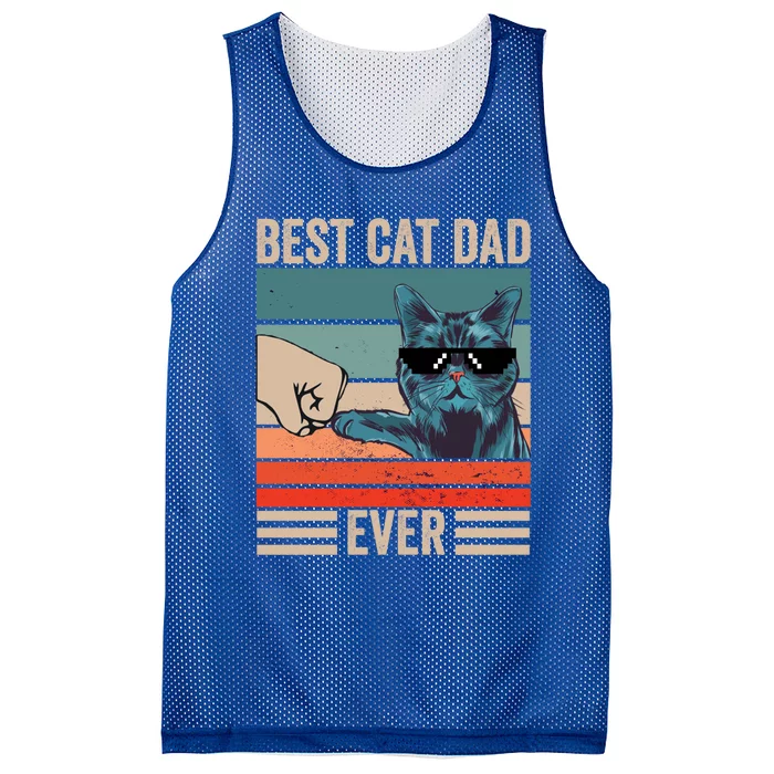 Vintage Best Cat Dad Ever Bump Fist Fathers Day Cat Daddy Meaningful Gift Mesh Reversible Basketball Jersey Tank