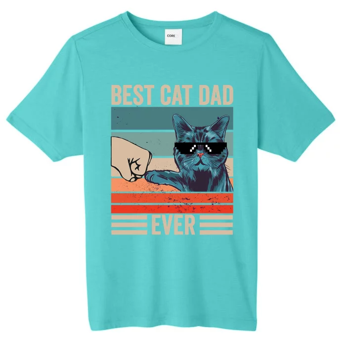 Vintage Best Cat Dad Ever Bump Fist Fathers Day Cat Daddy Meaningful Gift ChromaSoft Performance T-Shirt