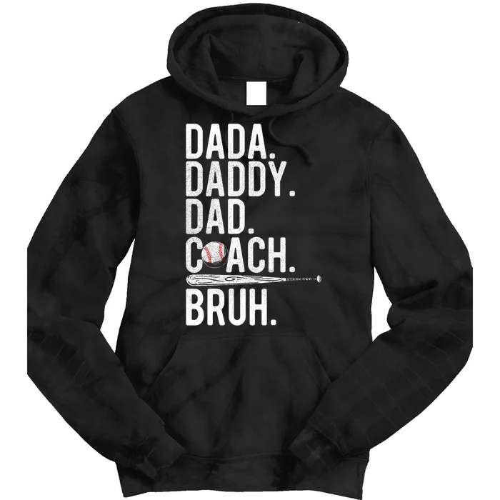 Vintage Baseball Coach Dad Fathers Day Funny Family Humor Tie Dye Hoodie