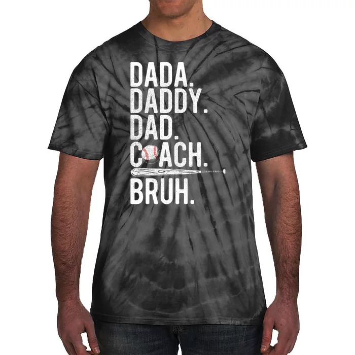 Vintage Baseball Coach Dad Fathers Day Funny Family Humor Tie-Dye T-Shirt