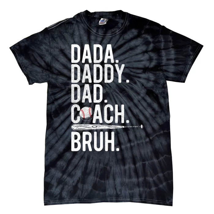 Vintage Baseball Coach Dad Fathers Day Funny Family Humor Tie-Dye T-Shirt