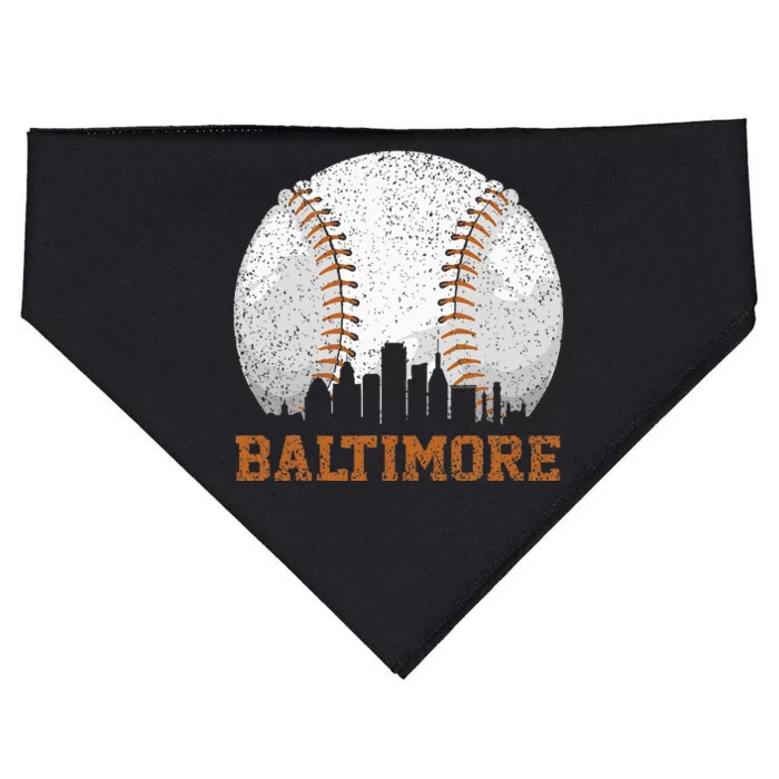 Vintage Baltimore Cityscape Baseball Lover Player And Fans USA-Made Doggie Bandana