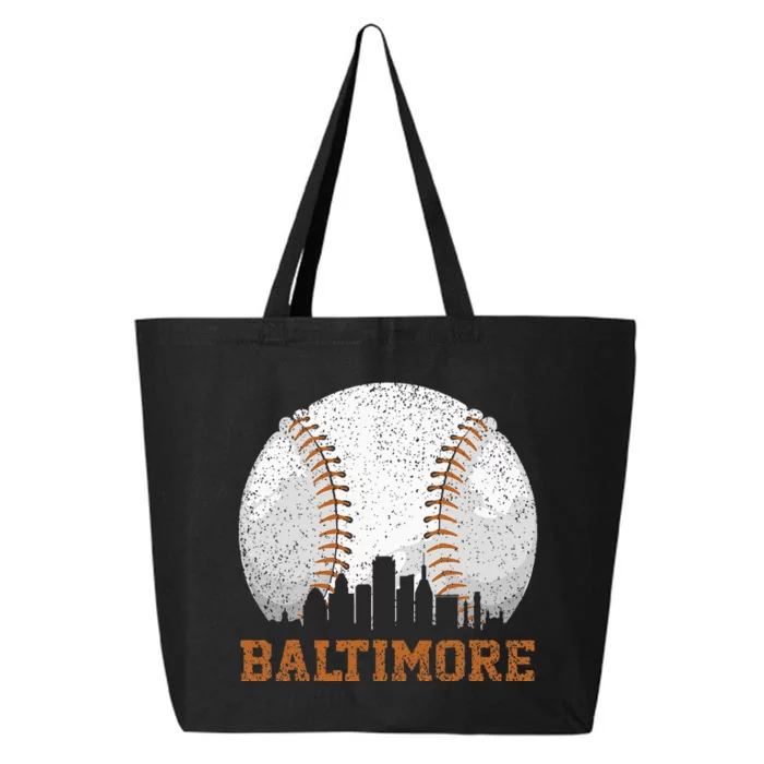 Vintage Baltimore Cityscape Baseball Lover Player And Fans 25L Jumbo Tote