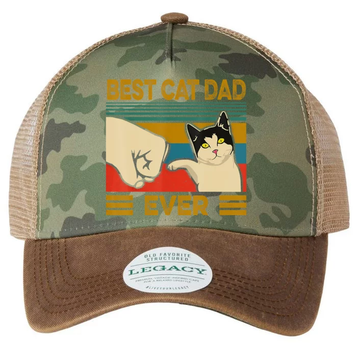 Vintage Best Cat Dad Ever Fist Bump Fathers Day Legacy Tie Dye Trucker Hat