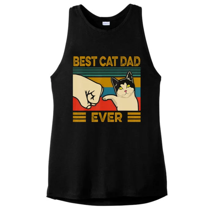 Vintage Best Cat Dad Ever Fist Bump Fathers Day Ladies Tri-Blend Wicking Tank