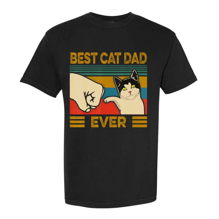 Vintage Best Cat Dad Ever Fist Bump Fathers Day Garment-Dyed Heavyweight T-Shirt