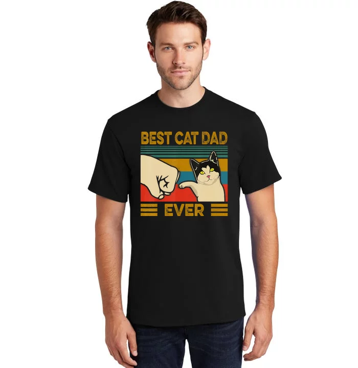 Vintage Best Cat Dad Ever Fist Bump Fathers Day Tall T-Shirt