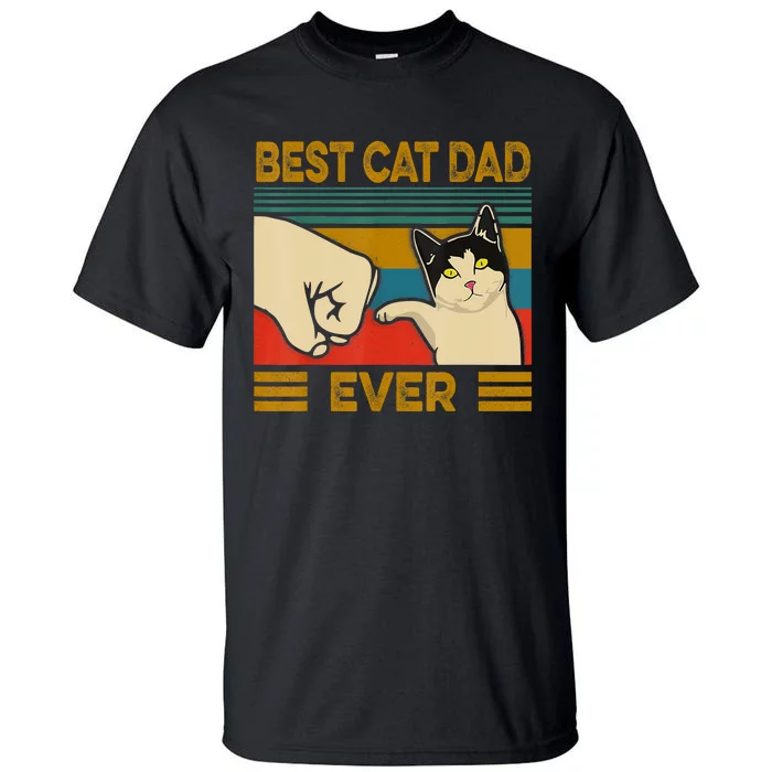 Vintage Best Cat Dad Ever Fist Bump Fathers Day Tall T-Shirt