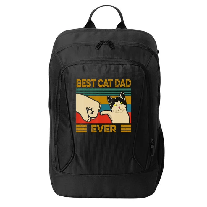 Vintage Best Cat Dad Ever Fist Bump Fathers Day City Backpack