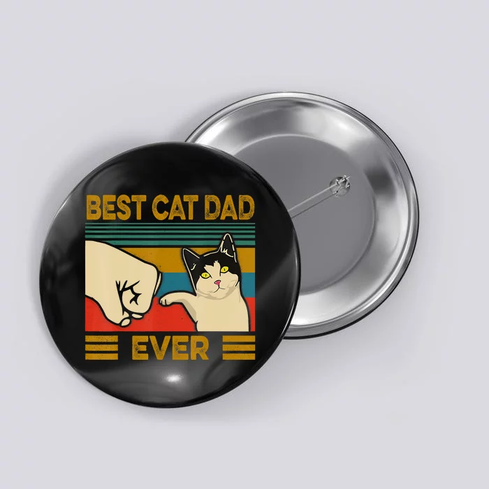 Vintage Best Cat Dad Ever Fist Bump Fathers Day Button