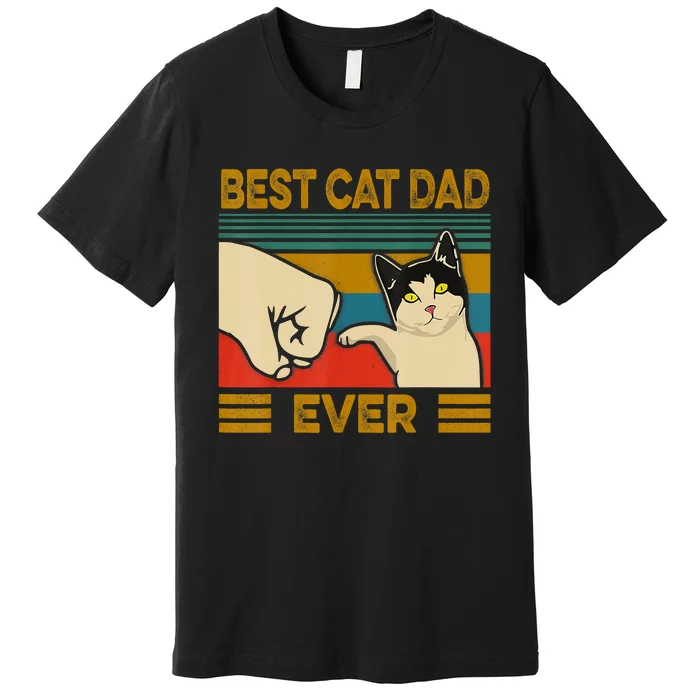 Vintage Best Cat Dad Ever Fist Bump Fathers Day Premium T-Shirt