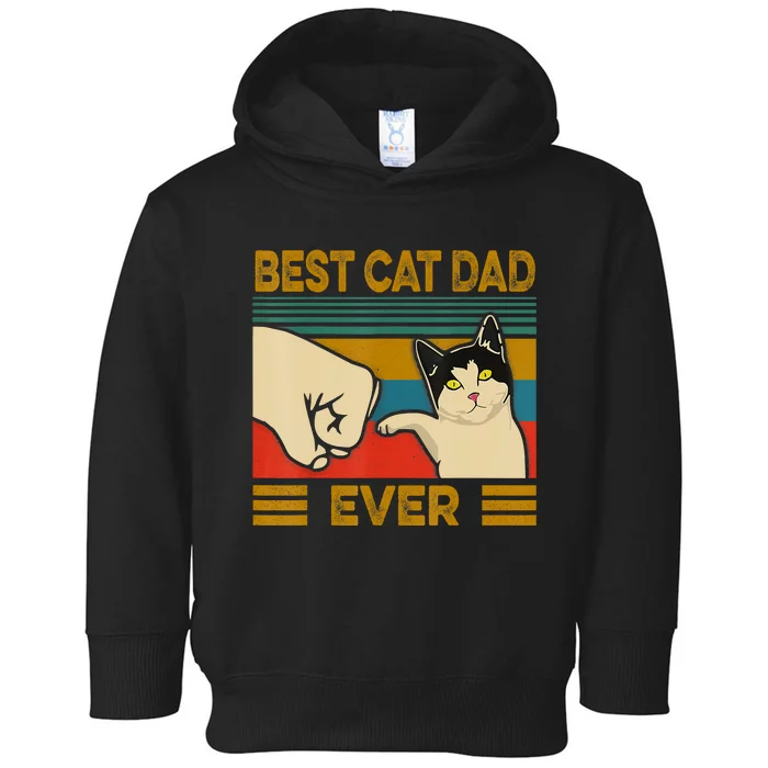 Vintage Best Cat Dad Ever Fist Bump Fathers Day Toddler Hoodie