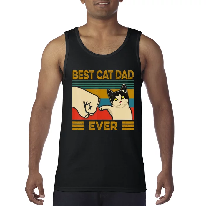 Vintage Best Cat Dad Ever Fist Bump Fathers Day Tank Top